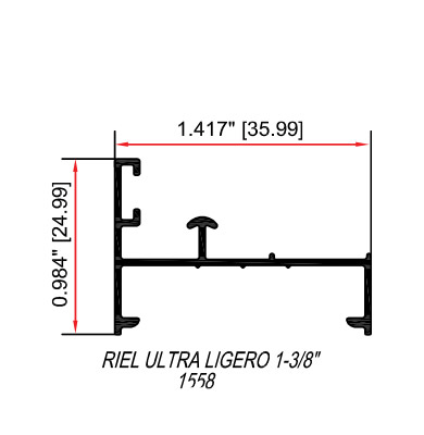 Riel ultra ligero 1-3/8'' 1558